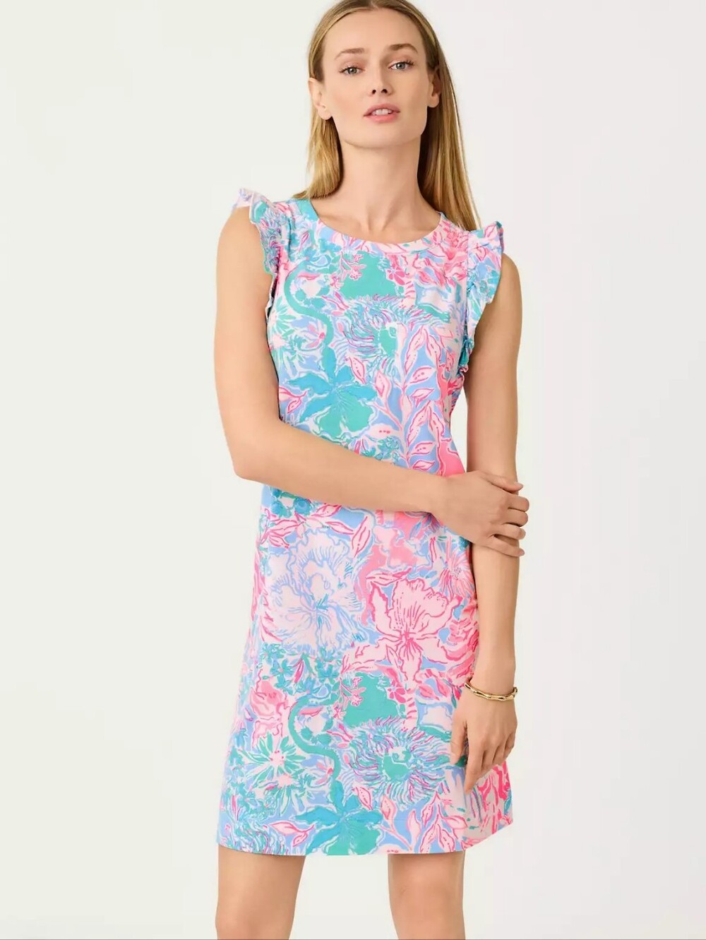 Lilly Pulitzer Laina T-Shirt Dress Mandevilla Baby Hip Nautic Pink Blue